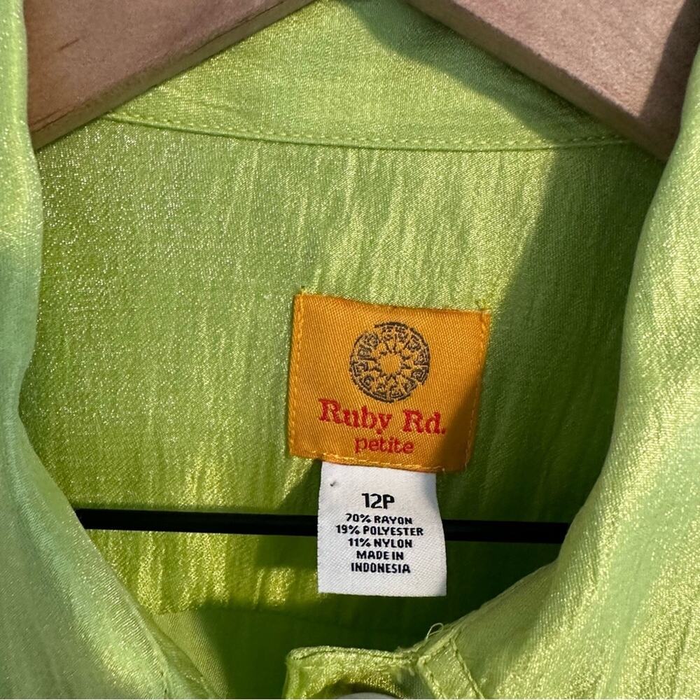 Ruby Rd Petite Lime Green Shell Cropped Jacket 12P - Picture 8 of 8